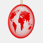 赤い光沢のある地球 セラミックオーナメント (右)