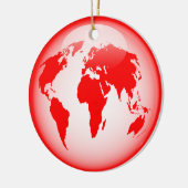 赤い光沢のある地球 セラミックオーナメント (左)