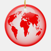 赤い光沢のある地球 セラミックオーナメント (裏面)