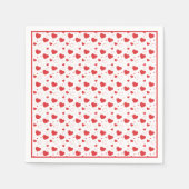 赤い光沢のある情熱のハート、かわいいロマンチックなパターン スタンダードカクテルナプキン (正面)
