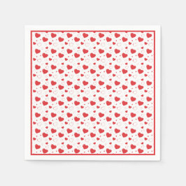 赤い光沢のある情熱のハート、かわいいロマンチックなパターン スタンダードカクテルナプキン
