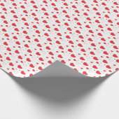 赤い光沢のある情熱のハート、かわいいロマンチックなパターン ラッピングペーパー (角)