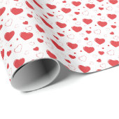 赤い光沢のある情熱のハート、かわいいロマンチックなパターン ラッピングペーパー (ロールコーナー)