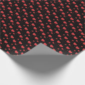 赤い光沢のある情熱のハート、かわいいロマンチックなパターン ラッピングペーパー (角)