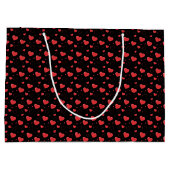 赤い光沢のある情熱のハート、かわいいロマンチックなパターン ラージペーパーバッグ (裏面)
