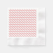 赤い光沢のある情熱のハート、かわいいロマンチックなパターン 縁ありカクテルナプキン (正面)