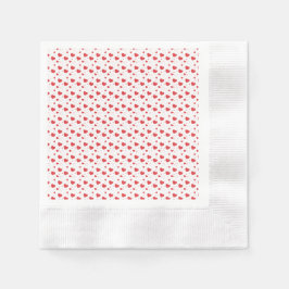 赤い光沢のある情熱のハート、かわいいロマンチックなパターン 縁ありカクテルナプキン