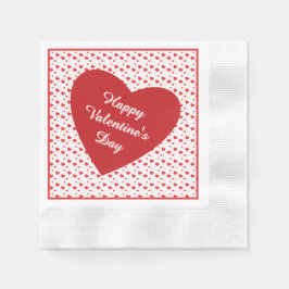 赤い光沢のある情熱のハート、かわいいロマンチックなパターン 縁ありカクテルナプキン