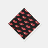 赤い光沢リップキス美しいメイクアップバースデーパーティー スタンダードカクテルナプキン (角)