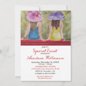 赤い公園のベンチでのパーティーのお誘い - 思い出に浸る 招待状 (正面)