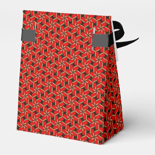 赤い六角スワールウェディングパーティー フェイバーボックス (裏面サイド)