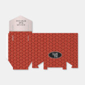 赤い六角スワールウェディングパーティー フェイバーボックス (折り畳みなし)