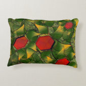 赤い六角形で彫られた黄色がかった仮想的な葉 アクセントクッション (裏面)