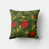 赤い六角形で彫られた黄色がかった仮想的な葉 クッション (裏面)