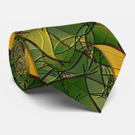 赤い六角形で彫られた黄色がかった仮想的な葉 ネクタイ
