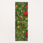 赤い六角形で彫られた黄色がかった仮想的な葉 ヨガマット (正面)