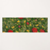 赤い六角形で彫られた黄色がかった仮想的な葉 ヨガマット (正面(横))