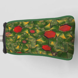 赤い六角形の彫刻が施された黄色がかった仮想の葉 ゴルフヘッドカバー