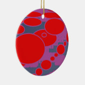 赤い円とダークブルーの紫の抽象芸術アート セラミックオーナメント (右)