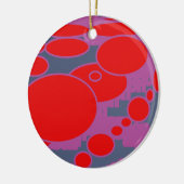 赤い円とダークブルーの紫の抽象芸術アート セラミックオーナメント (左)