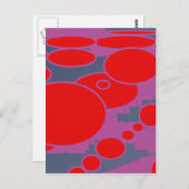 赤い円とダークブルーの紫の抽象芸術アート ポストカード (正面/裏面)
