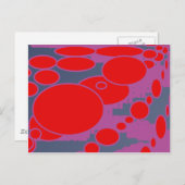 赤い円とダークブルーの紫の抽象芸術アート ポストカード (正面/裏面)