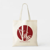 赤い円のカスタムロゴとテキストの「ありがとう」メッセージ トートバッグ (裏面)