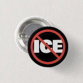赤い円のトランプ反対ICE政治的意見 缶バッジ (正面&裏面)