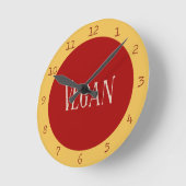 赤い円のビーガン ラウンド壁時計 (傾斜)