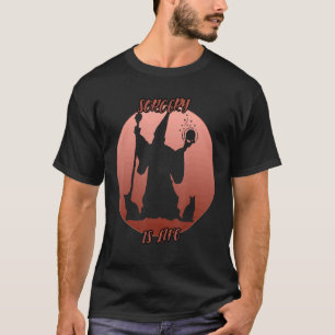 赤い円の中の魔術の影 Tシャツ