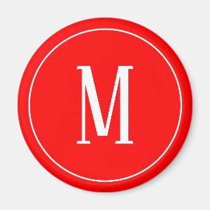 赤い円形の磁石のモノグラムの白 マグネット