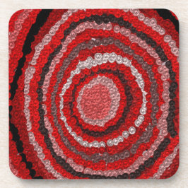 赤い円形デザイナーパターン コースター