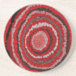 赤い円形デザイナーパターン コースター