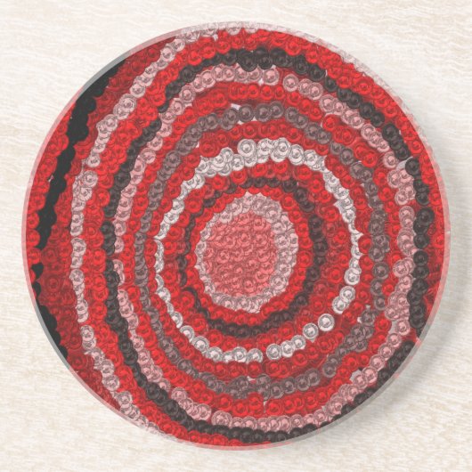 赤い円形デザイナーパターン コースター (正面)