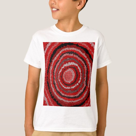 赤い円形デザイナーパターン Tシャツ (正面)