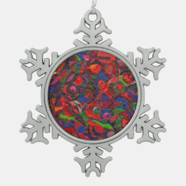 赤い円 スノーフレークピューターオーナメント