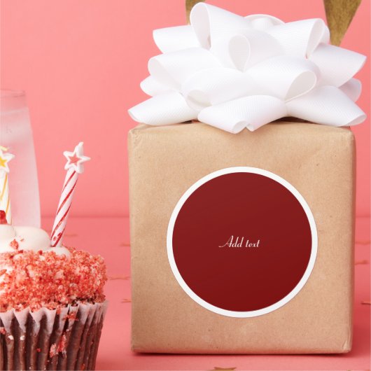 赤い円、白い文字テンプレート ラウンドシール (パーティー)