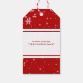 赤い写信じ真 |ホワイトスノーフレークラベル ギフトタグ (裏面)