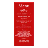 赤い写真おもしろいファクト誕生日メニューカード ラックカード (正面)