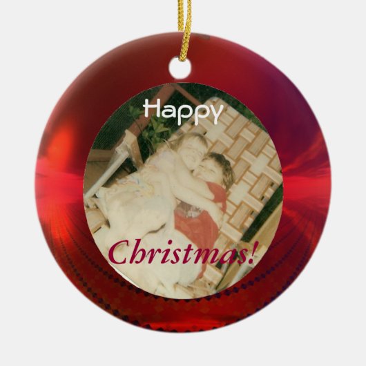 赤い写真のオーナメント セラミックオーナメント (正面)