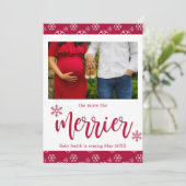 赤い写真のクリスマス妊娠告知カード 招待状 (スタンド正面)