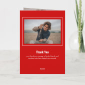 赤い写真のブロックの卒業式 招待状 (裏面)