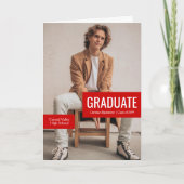 赤い写真のブロックの卒業式 招待状 (正面)