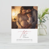 赤い写真の妊娠メリーのクリスマス シーズンカード (スタンド正面)