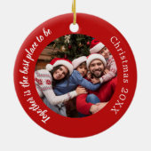 赤い写真の家族の引用文クリスマス セラミックオーナメント (裏面)