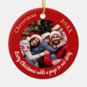赤い写真の家族の物語の引用文クリスマス セラミックオーナメント (正面)