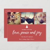 赤い写真の愛の平和と喜びクリスマスポストカード シーズンポストカード (正面/裏面)