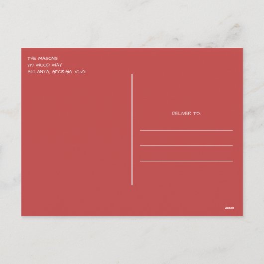 赤い写真の愛の平和と喜びクリスマスポストカード シーズンポストカード (裏面)