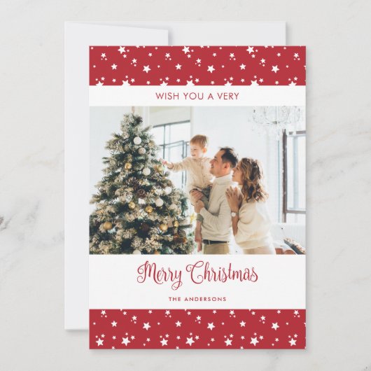 赤い写真の新しいホームアドレスホリデーカード シーズンカード (正面)
