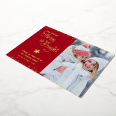 赤い写真の日メリーは明るいスクリプ実在ト金ゴールド 箔シーズンカード (回転した状態)